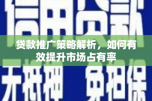 西丰贷款推广策略解析，如何有效提升市场占有率