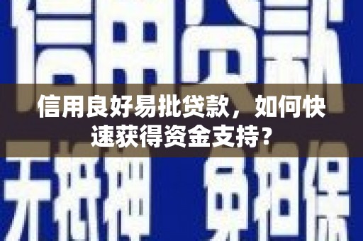 西丰信用良好易批贷款，如何快速获得资金支持？