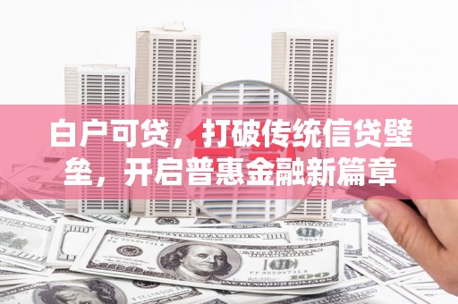 西丰白户可贷，打破传统信贷壁垒，开启普惠金融新篇章